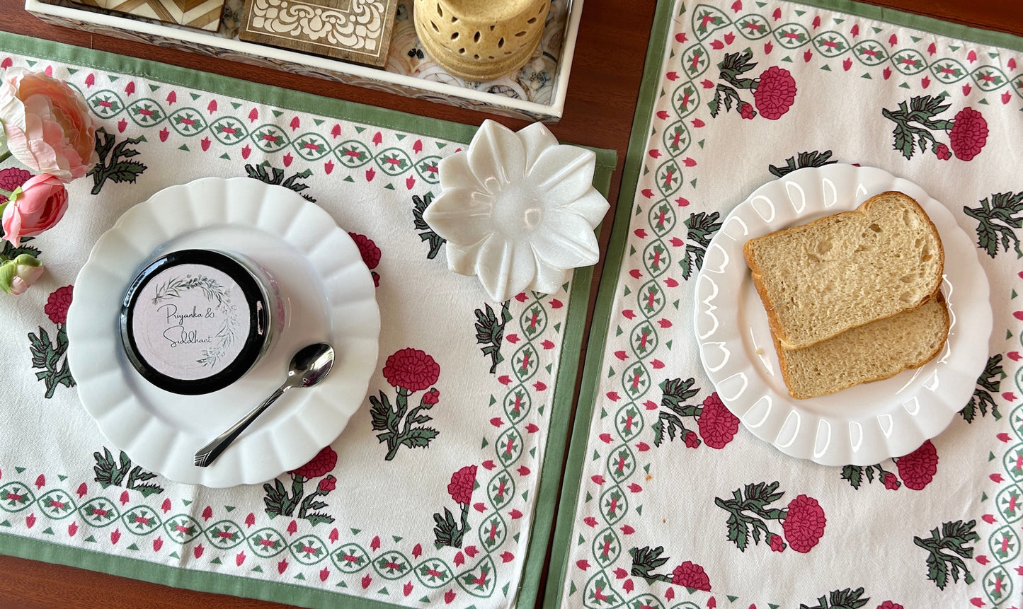 Red Blush Cotton Table Mats 12x18 Inches - Set of 2,4,6