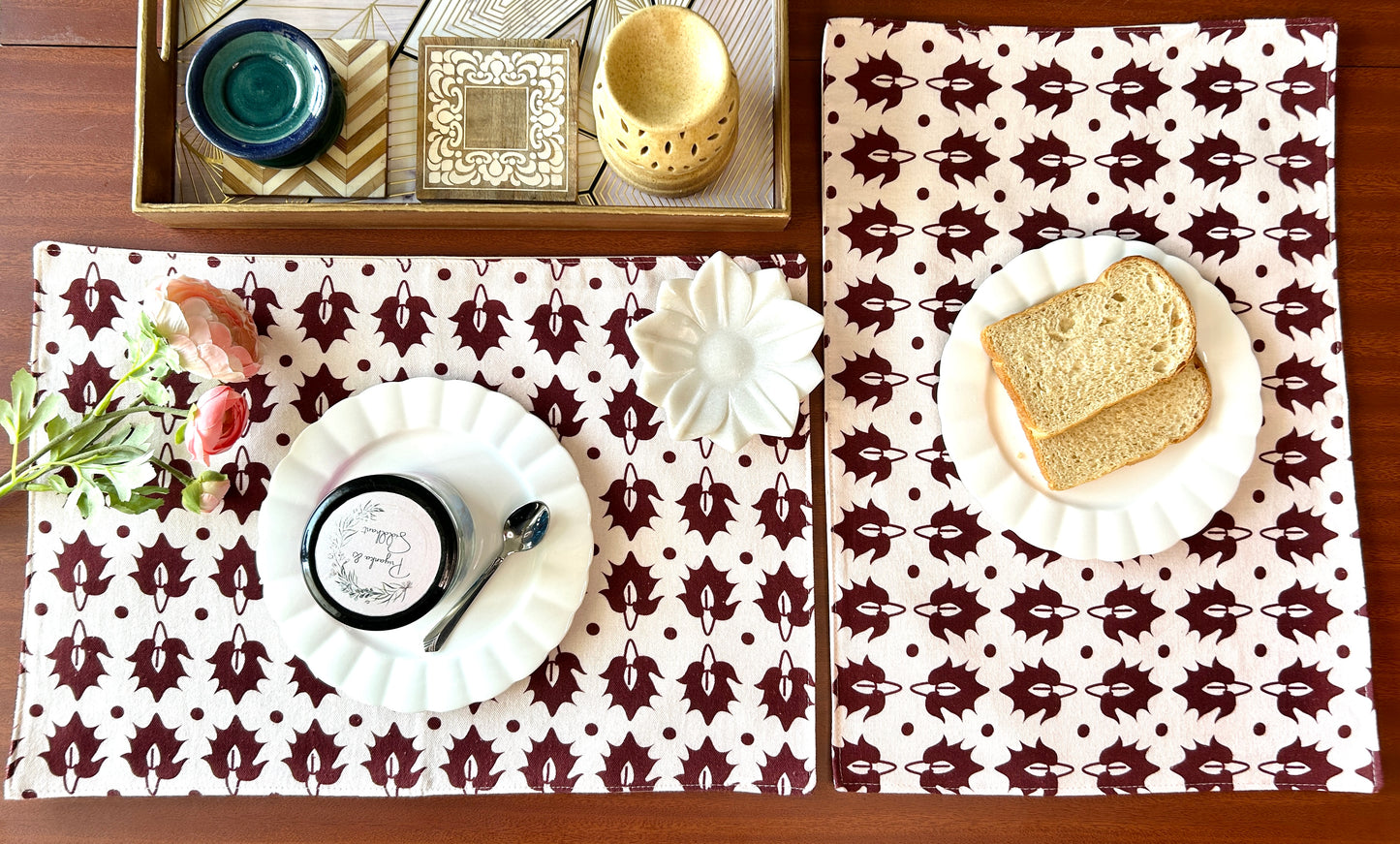 Rustic Motif Cotton Table Mats 12x18 Inches - Set of 2,4,6