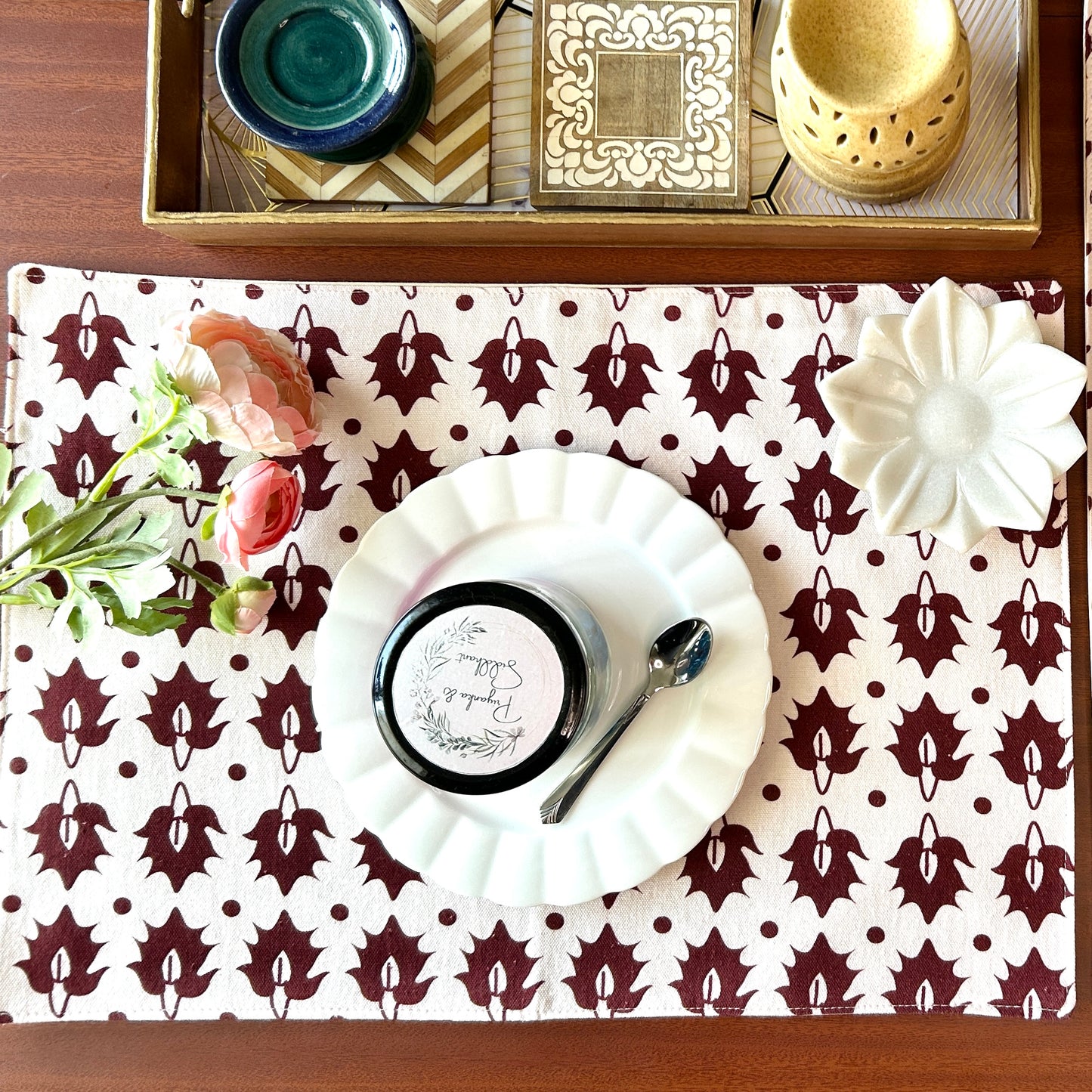 Rustic Motif Cotton Table Mats 12x18 Inches - Set of 2,4,6