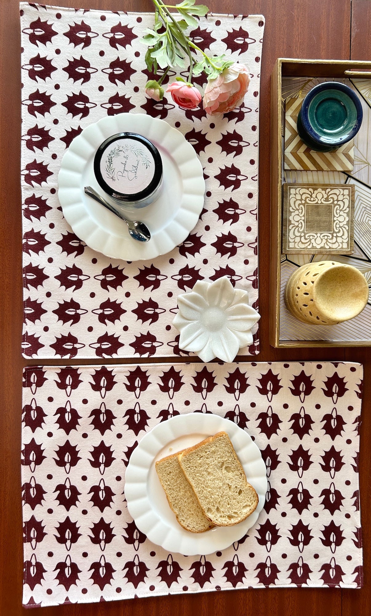 Rustic Motif Cotton Table Mats 12x18 Inches - Set of 2,4,6