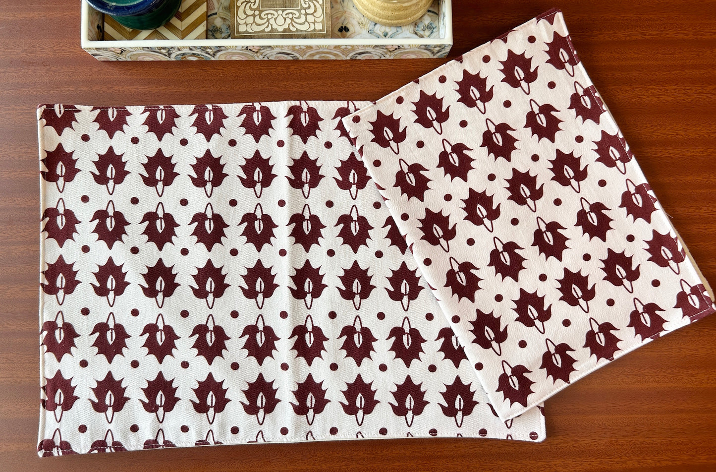 Rustic Motif Cotton Table Mats 12x18 Inches - Set of 2,4,6
