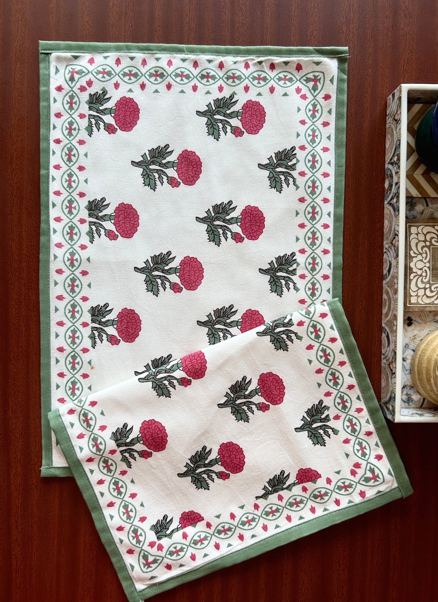 Red Blush Cotton Table Mats 12x18 Inches - Set of 2,4,6