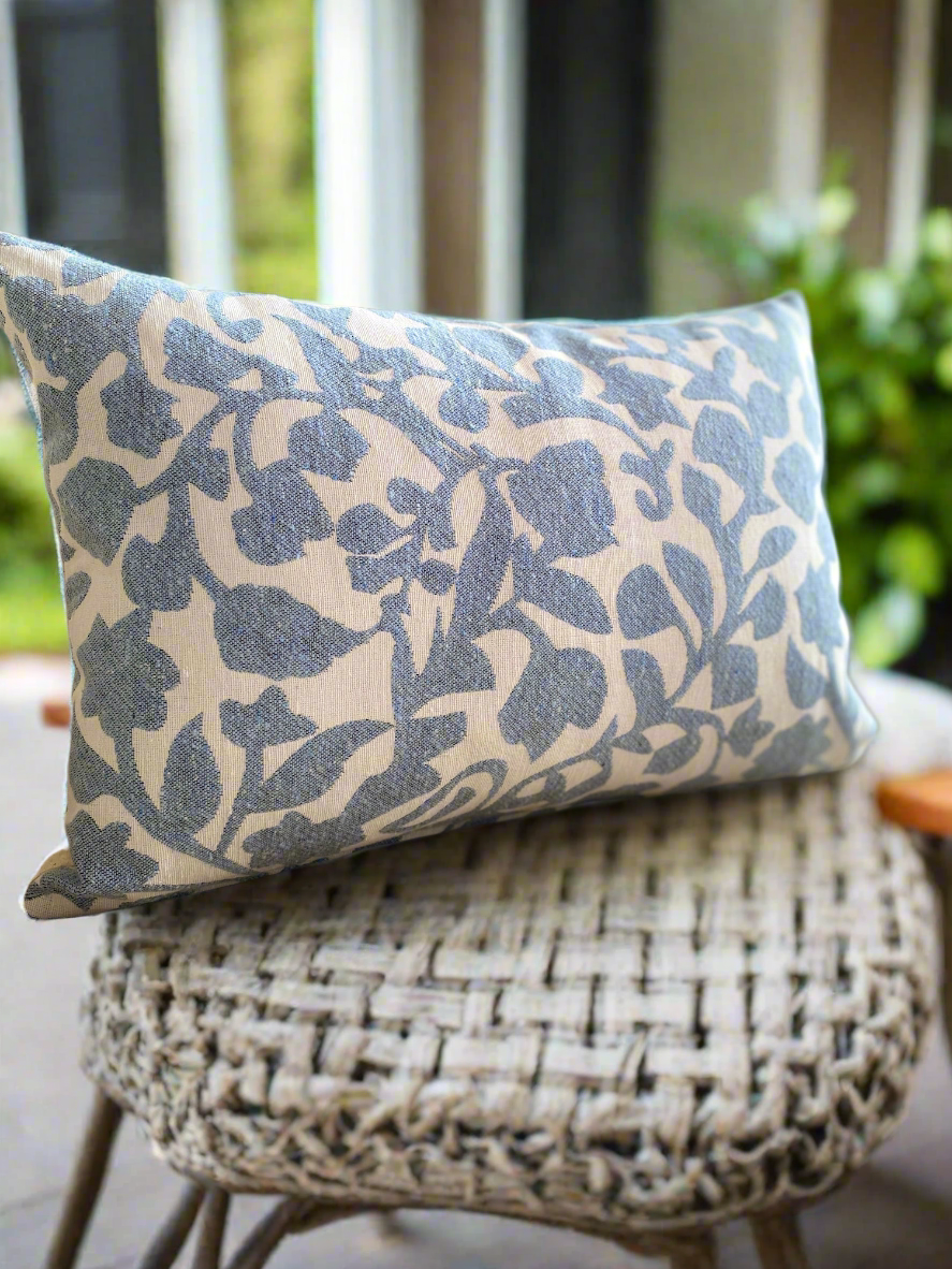 Blue Leaf Double Cushion Cover - Pack of 2