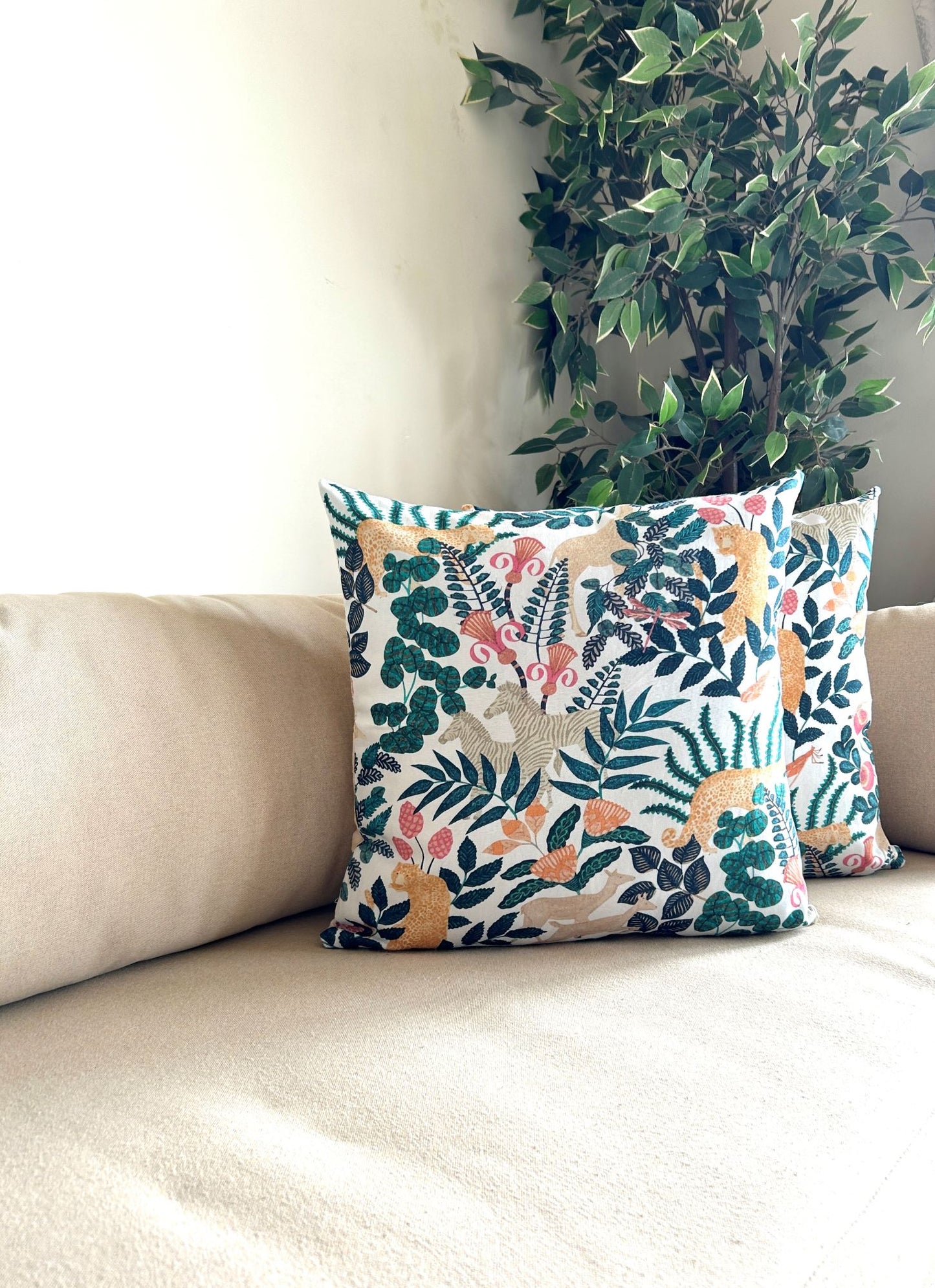 Blooming Forest Cotton Cushion Covers - Set of 2 & 5 16x16 Inches