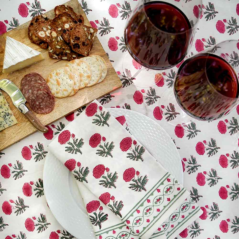 Table Cloth 4, 6 & 8 Seater - Red Blush