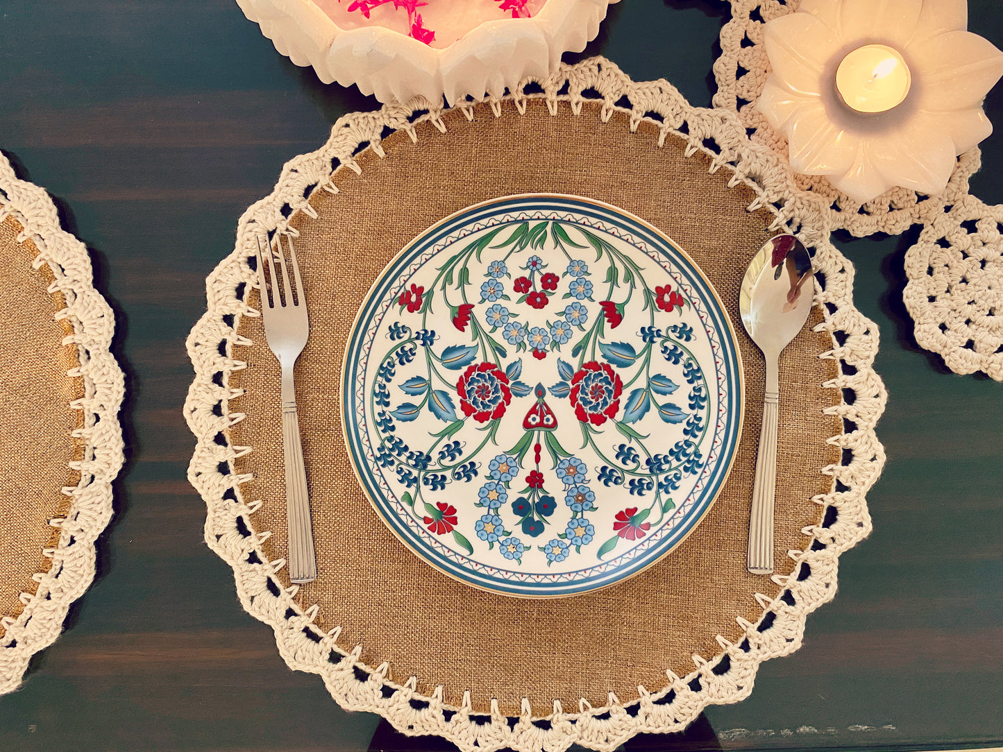 Mahala Round Jute Table Mats 12 Inches (Dark Brown)