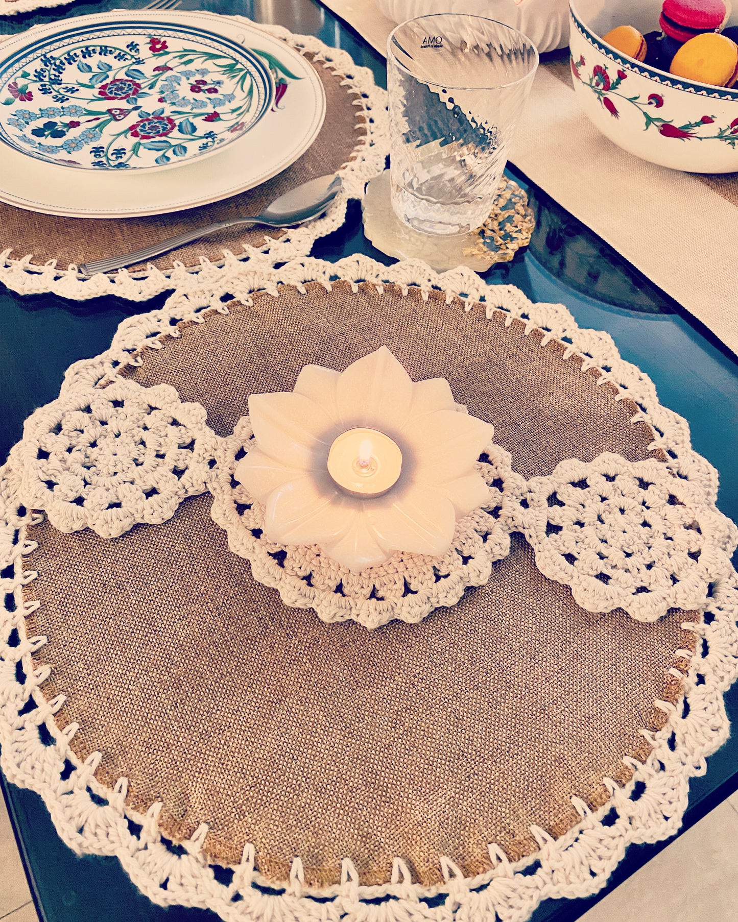 Mahala Round Jute Table Mats 12 Inches (Dark Brown)