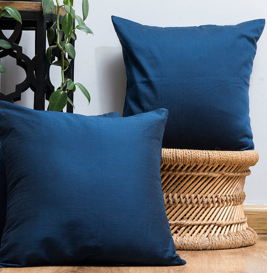 Royal Blue Silk Cushion Cover - Set of 2 & 5 16x16 Inch