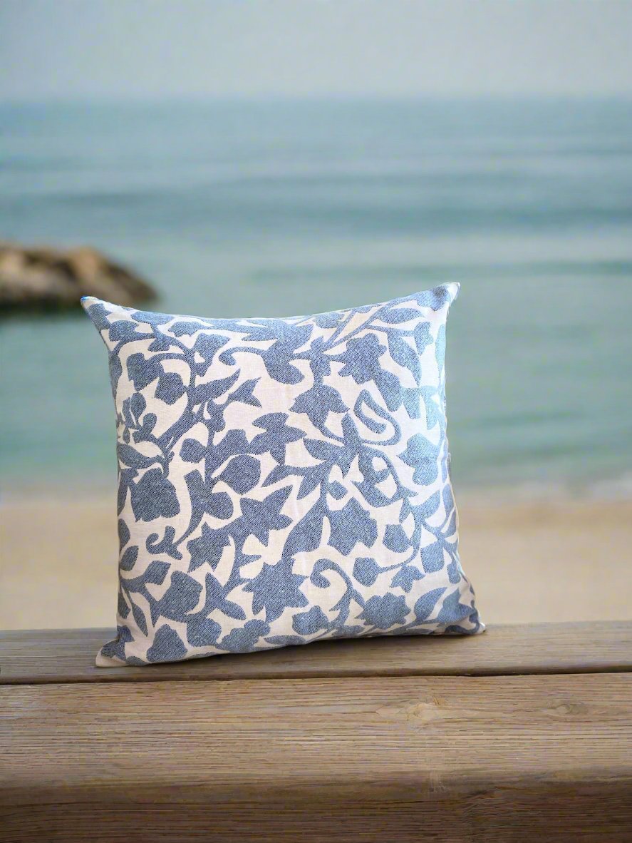 Blue Leaf Double Cushion Cover - Pack of 2