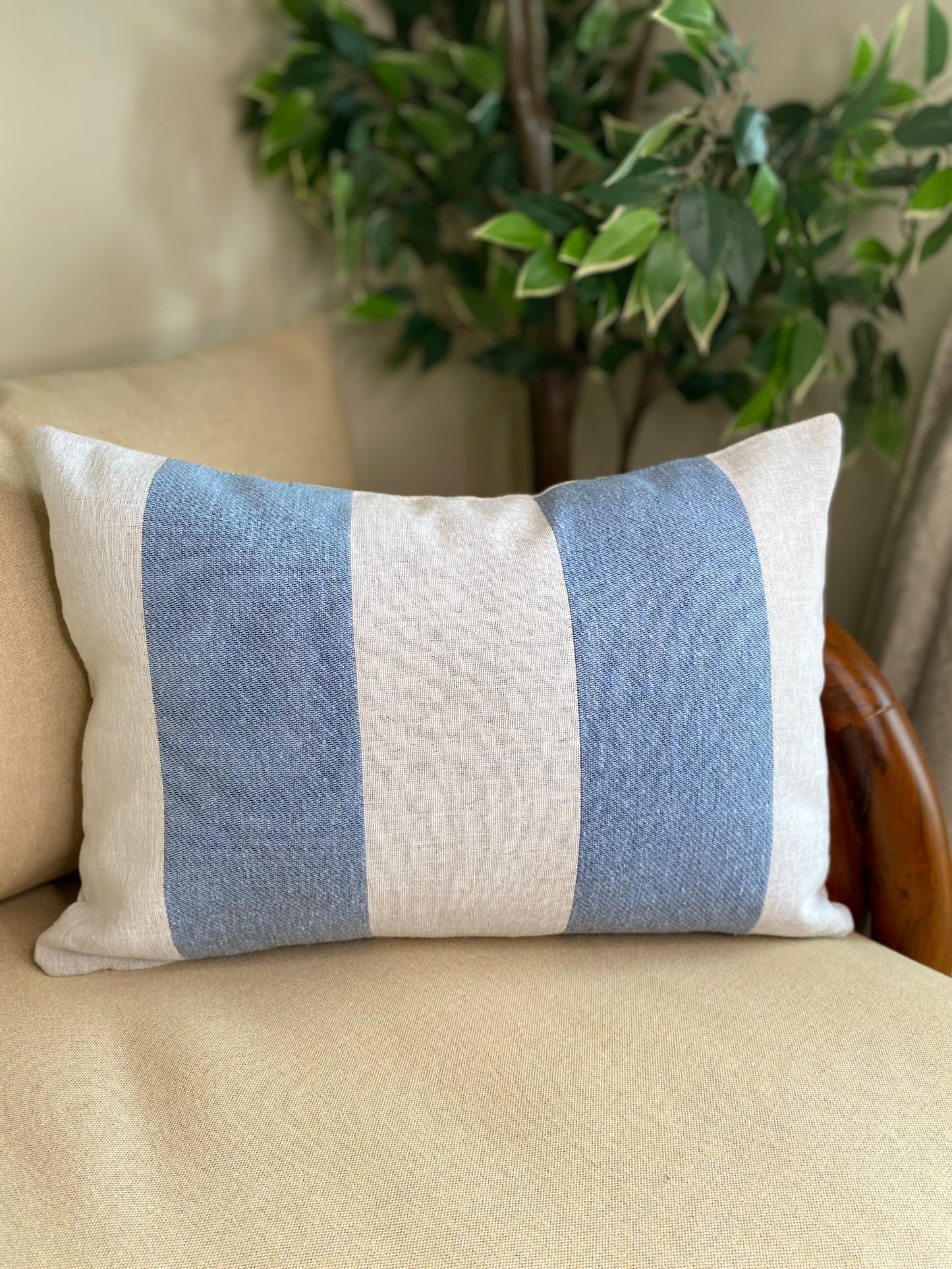 Blue Striped Double Sided Cushion Cover Pack of 2 - 12 x 18 Inches