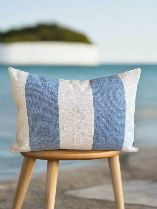 Blue Striped Double Sided Cushion Cover Pack of 2 - 12 x 18 Inches