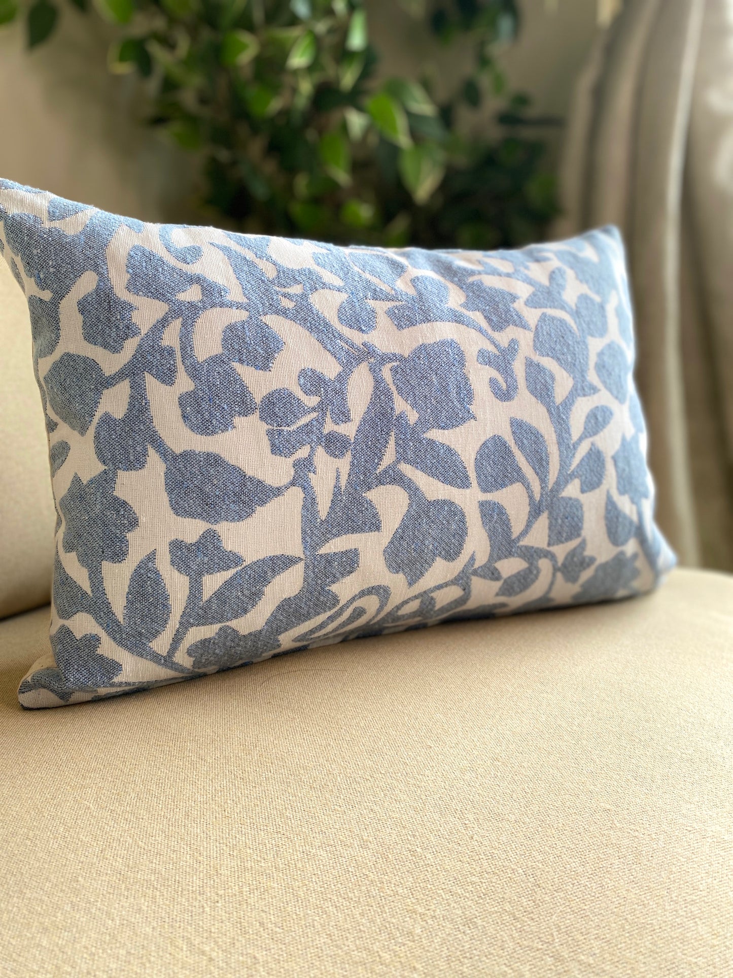 Blue Leaf Double Cushion Cover - Pack of 2