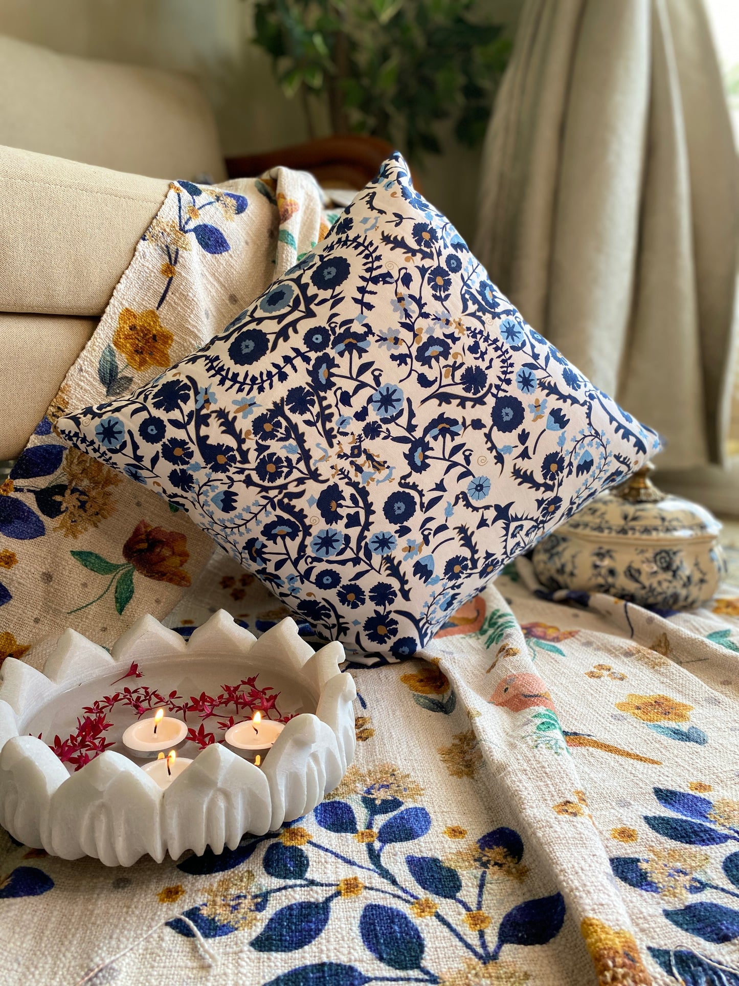 Riwaz Cotton Cushion Covers - Set of 2 & 5 16x16 Inches