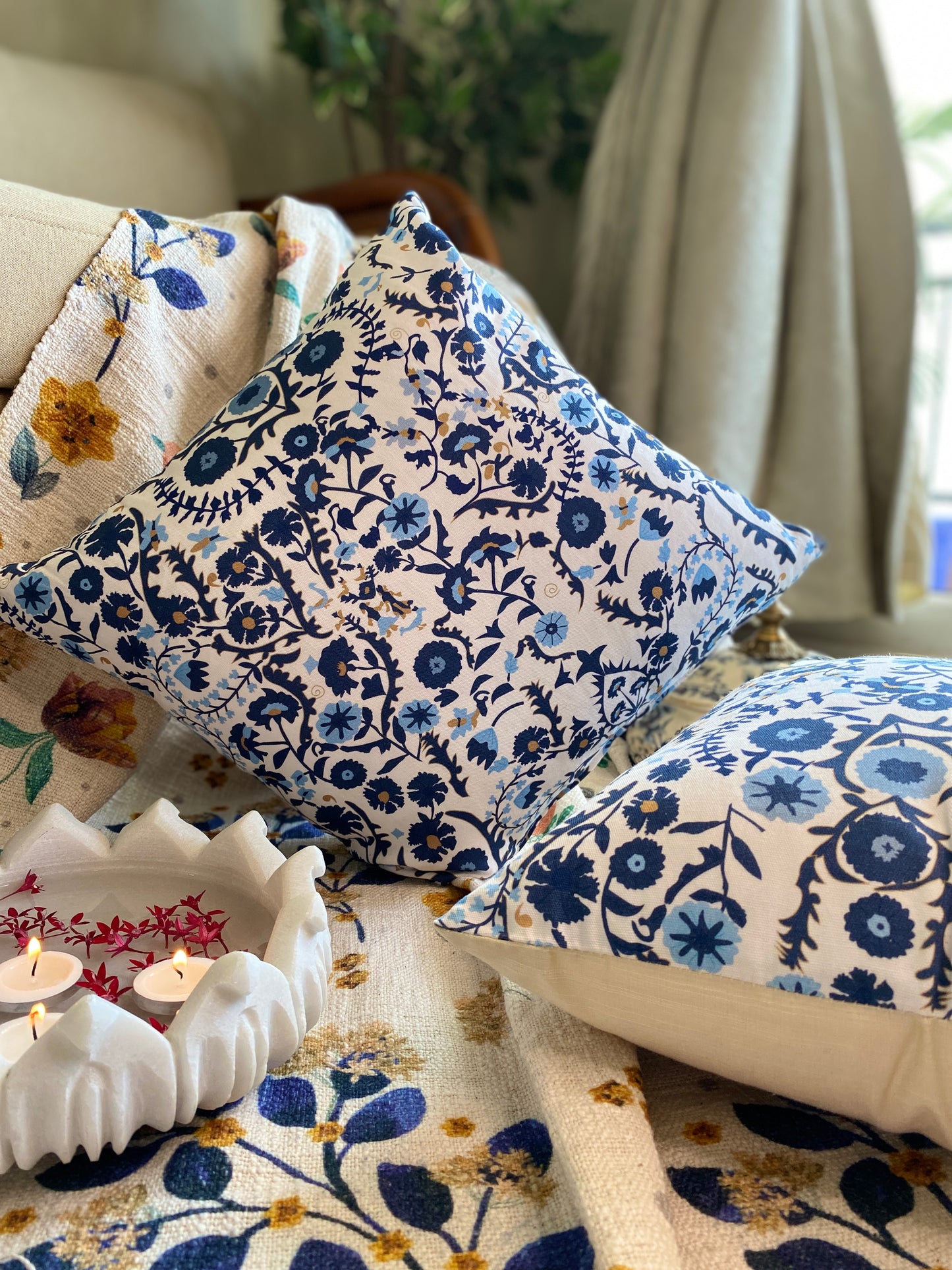 Riwaz Cotton Cushion Covers - Set of 2 & 5 16x16 Inches