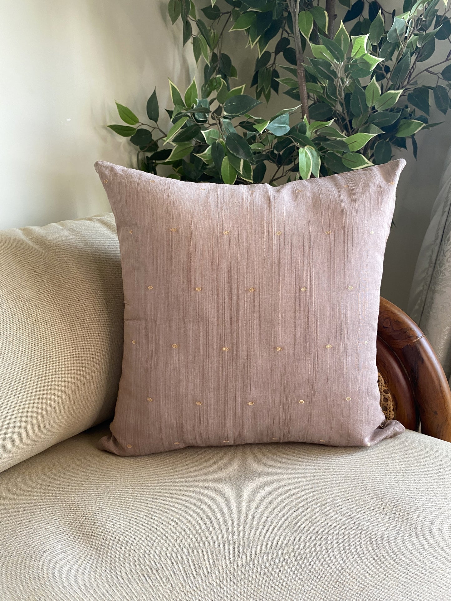 Brown Silk Dobby Cushion Cover - Pack of 2