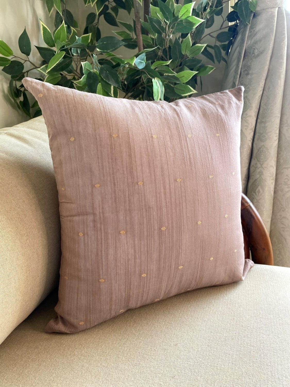 Brown Silk Dobby Cushion Cover - Pack of 2