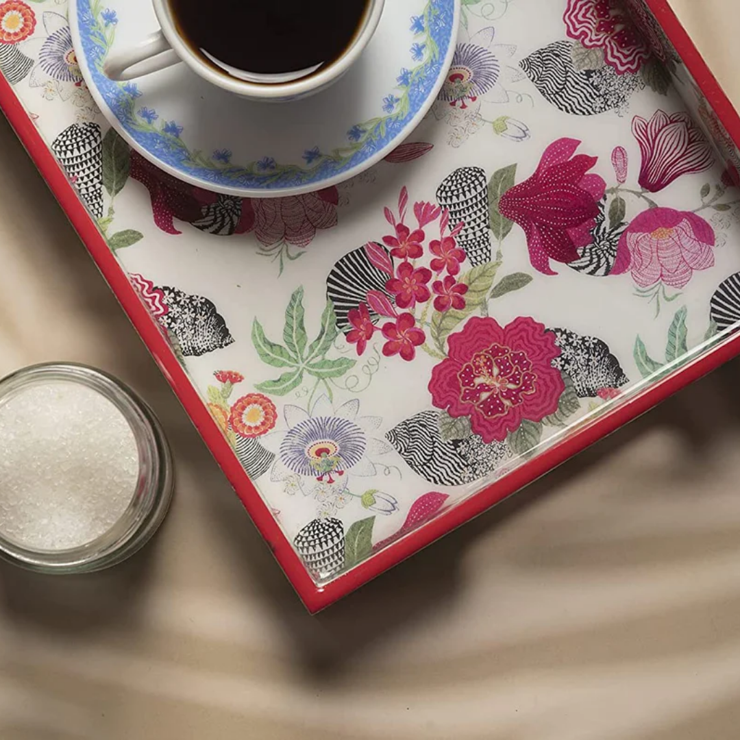 Pink Blossom Wooden Tray