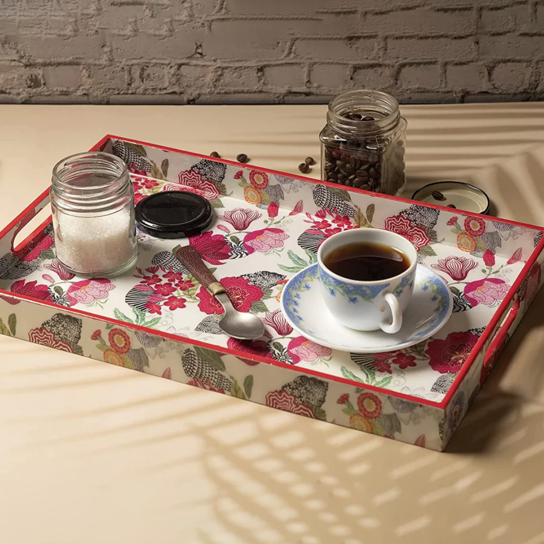 Pink Blossom Wooden Tray