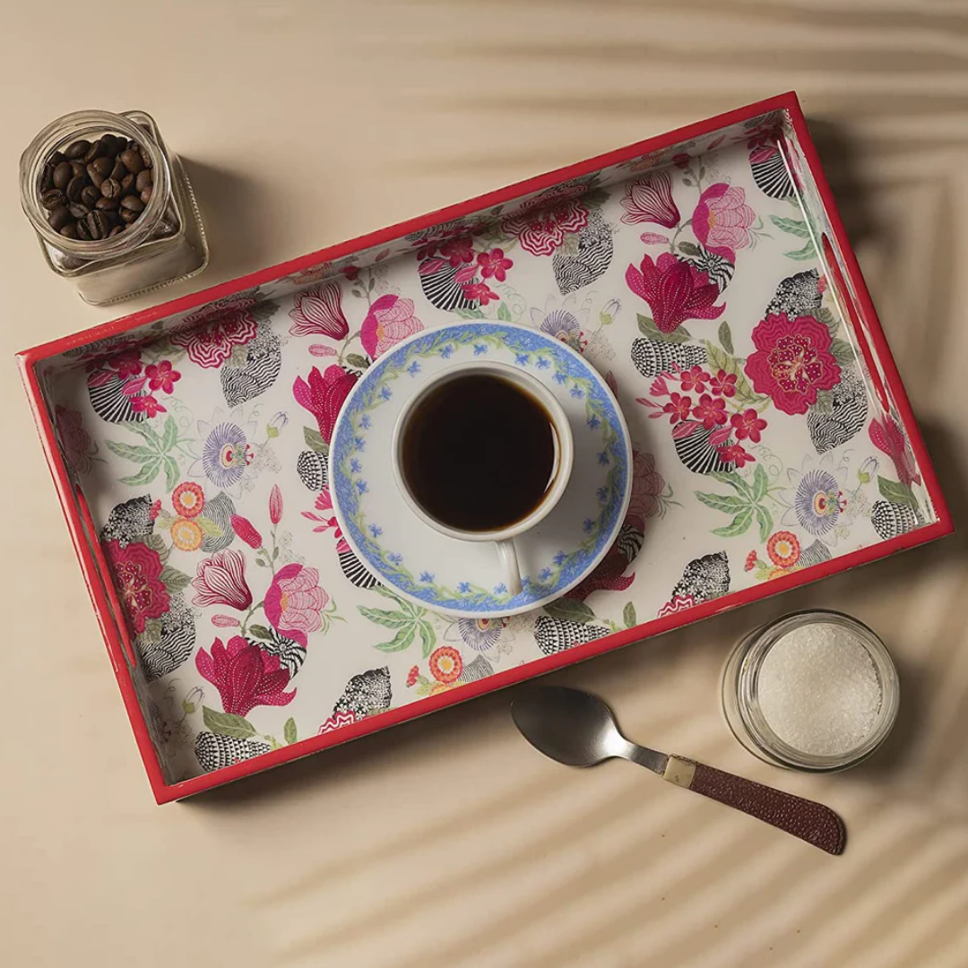 Pink Blossom Wooden Tray