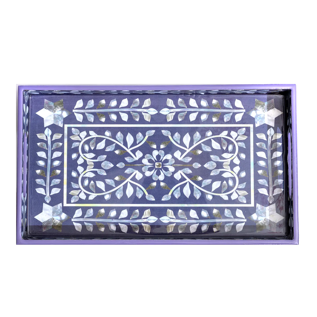 Purple Leaf Wooden Tray