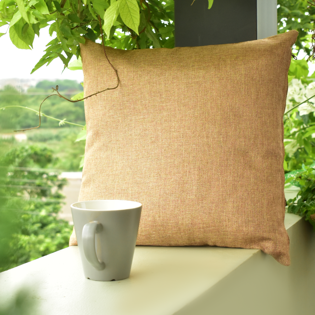 Dark Brown Jute Cushion Cover 16x16 Inches - Set of 2 & 5