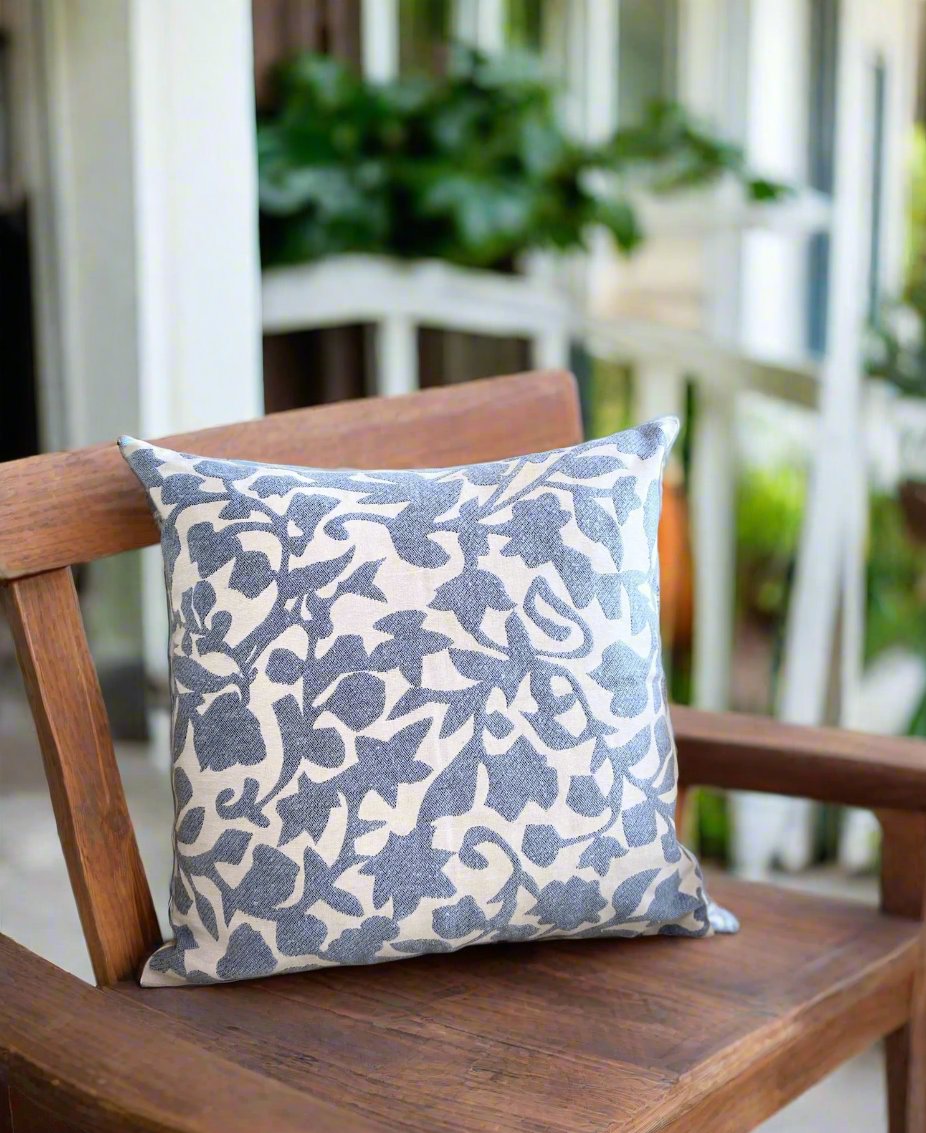 Blue Leaf Double Cushion - Pack of 2