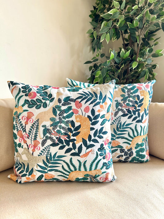 Blooming Forest Cotton Cushion Cover 16x16 Inches - Set of 2 & 5