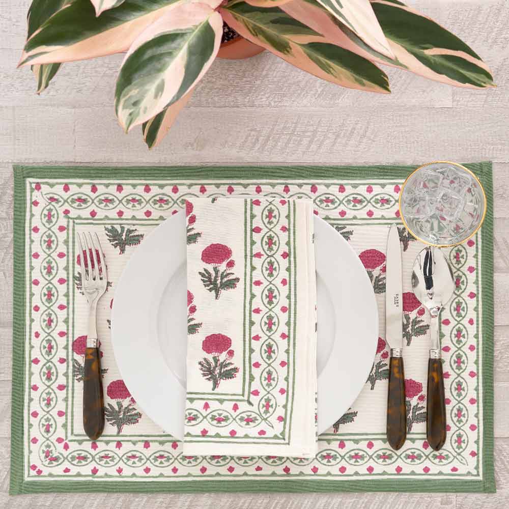 Red Blush Cotton Table Mats 12x18 Inches - Set of 2,4,6