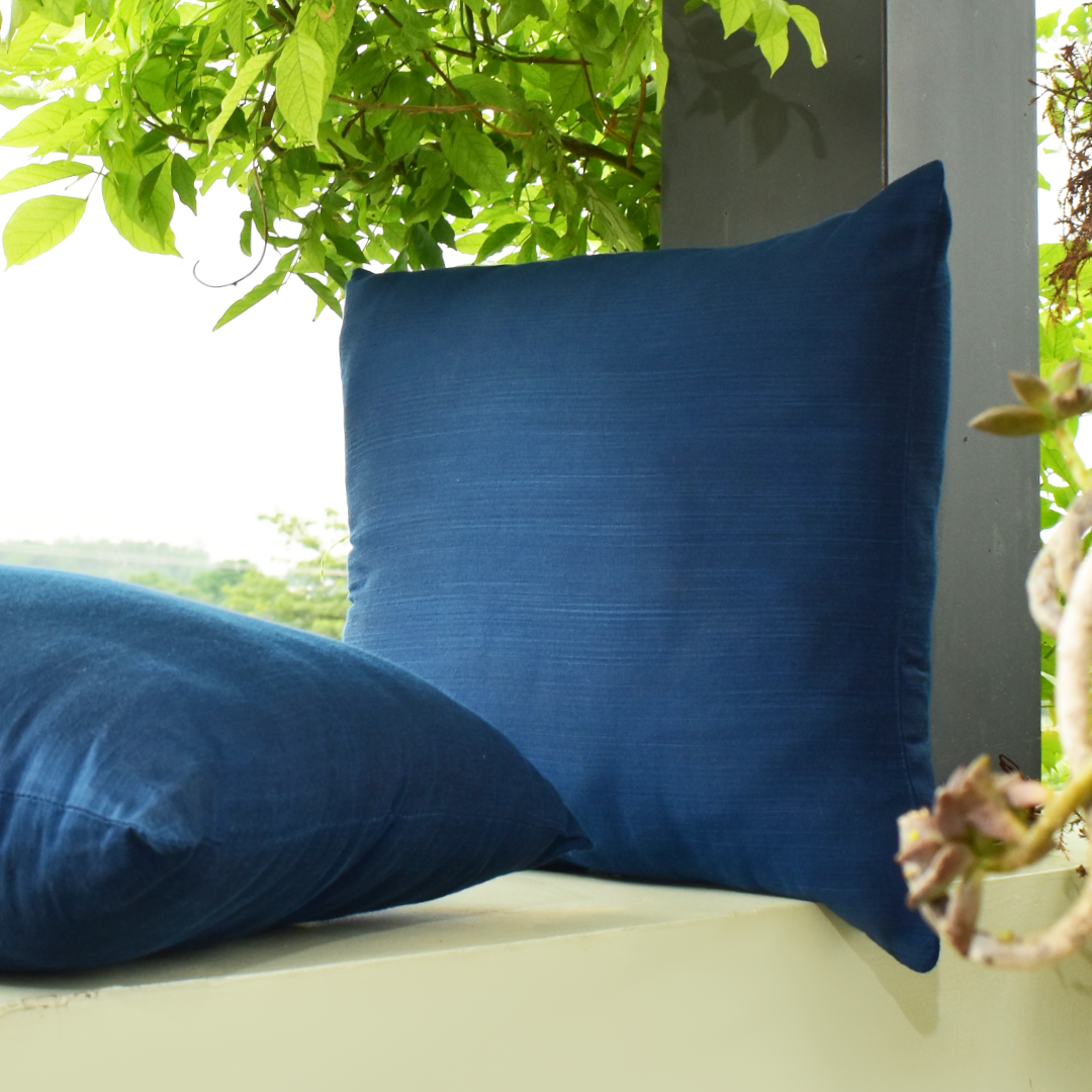 Royal Blue Silk Cushion Covers 16x16 Inch - Set of 2 & 5