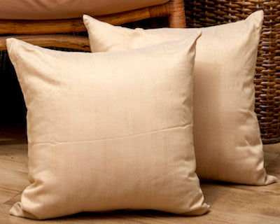 Natural Beige Silk Cushion Cover 16x16 Inches - Set of 2 & 5