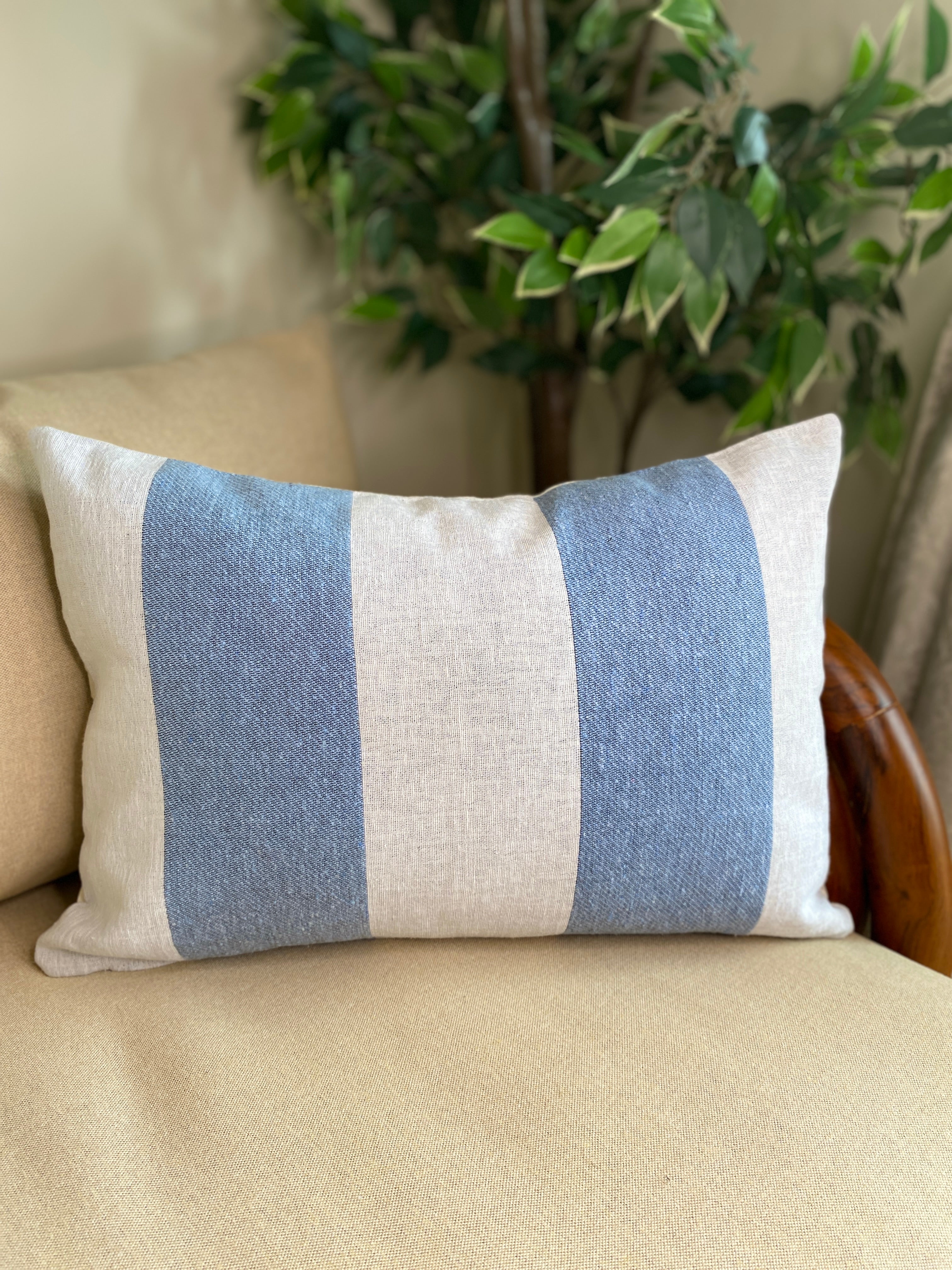 Blue Striped Double Sided Cushion Cover 12 x 18 Inches Pack of