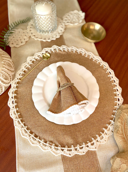 Mahala Round Jute Table Mats 12 Inches (Dark Brown)