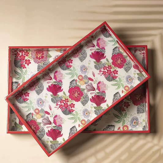 Pink Blossom Wooden Tray