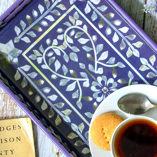 Purple Leaf Wooden Tray