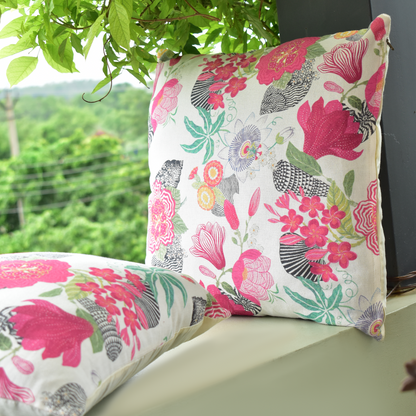 Pink Blossom Cushion Cover Set of 2 & 5  16x16 Inches